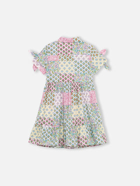 Girl cotton dress Queenie with flower print - MC2 Saint Barth