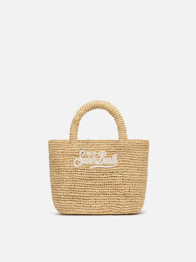 Beige Raffia Mini Beach Bag with cotton pouch