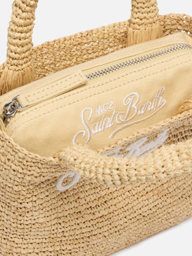 Beige Raffia Mini Beach Bag with cotton pouch
