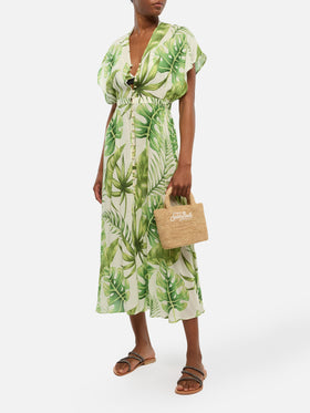 Beige Raffia Mini Beach Bag with cotton pouch