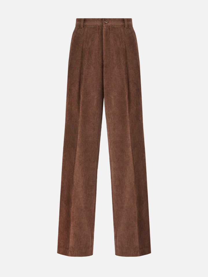 Rebella wide-leg trousers in corduroy brown