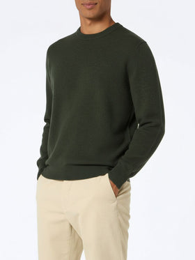 Maglione da uomo in lambswool verde militare Regent