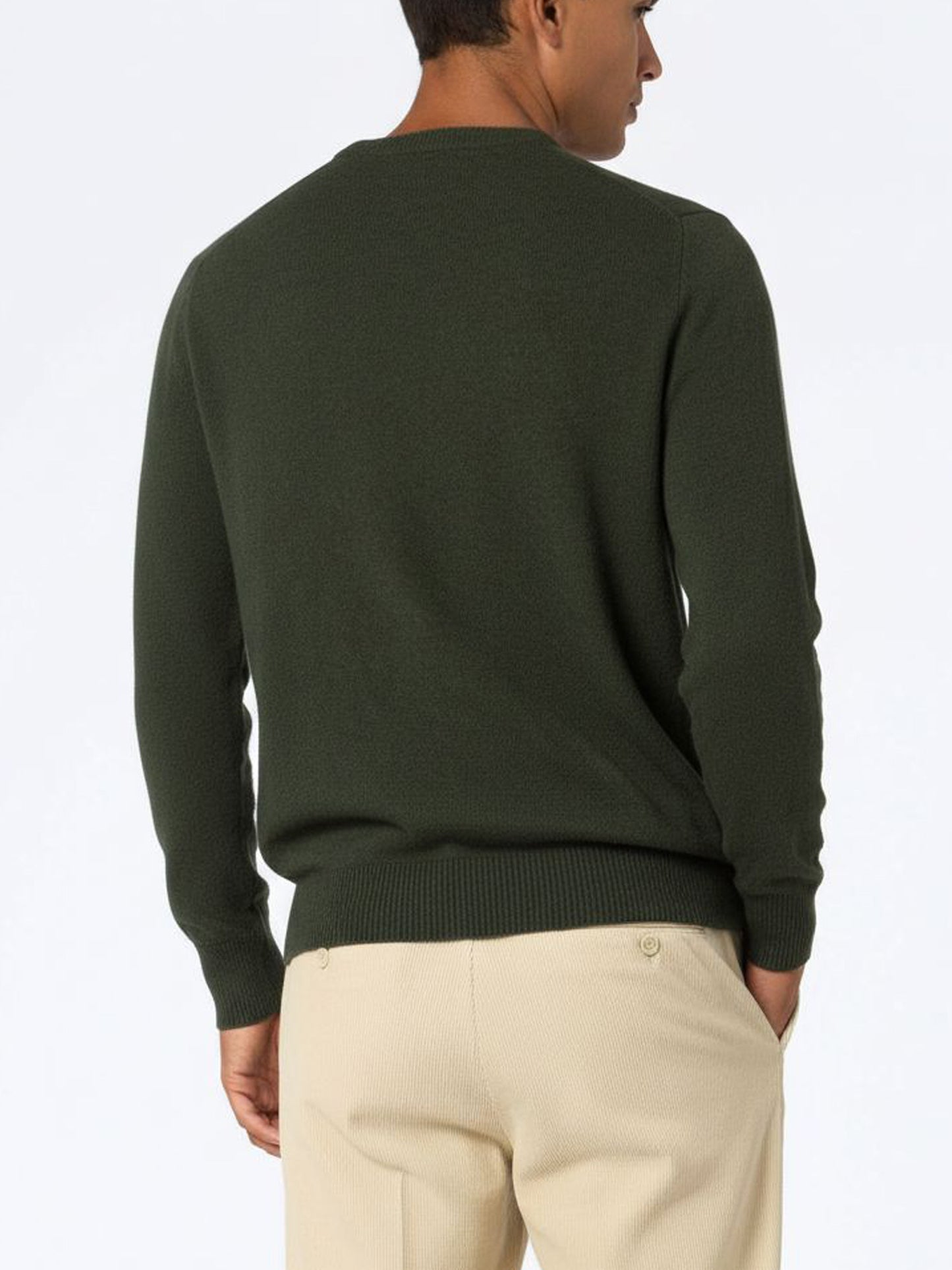 Maglione da uomo in lambswool verde militare Regent