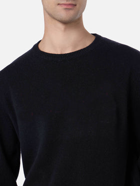 Regent crewneck sweater in 100% black CASHMERE