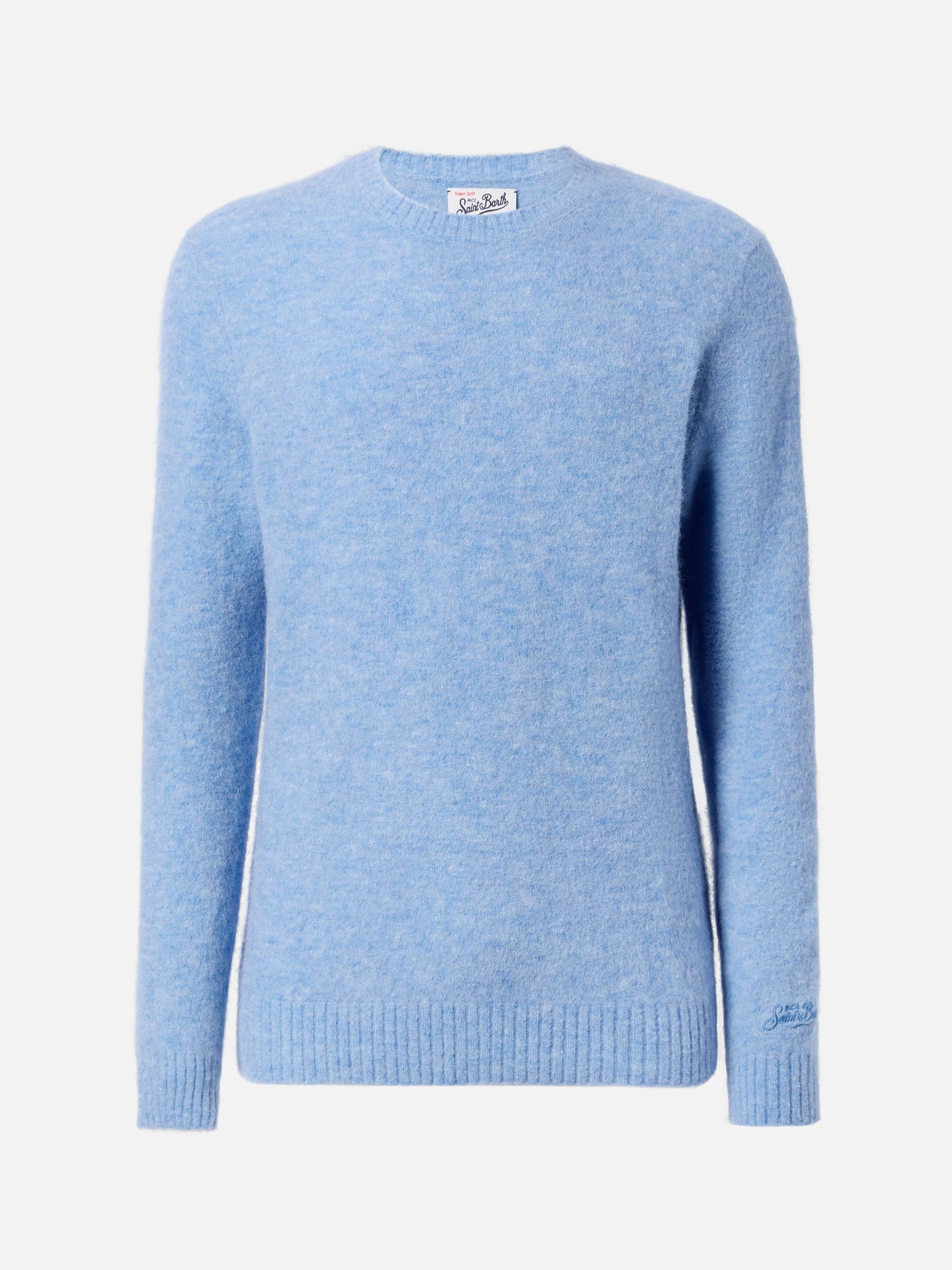 Crewneck sweater Regent in light blue STRETCH ALPACA