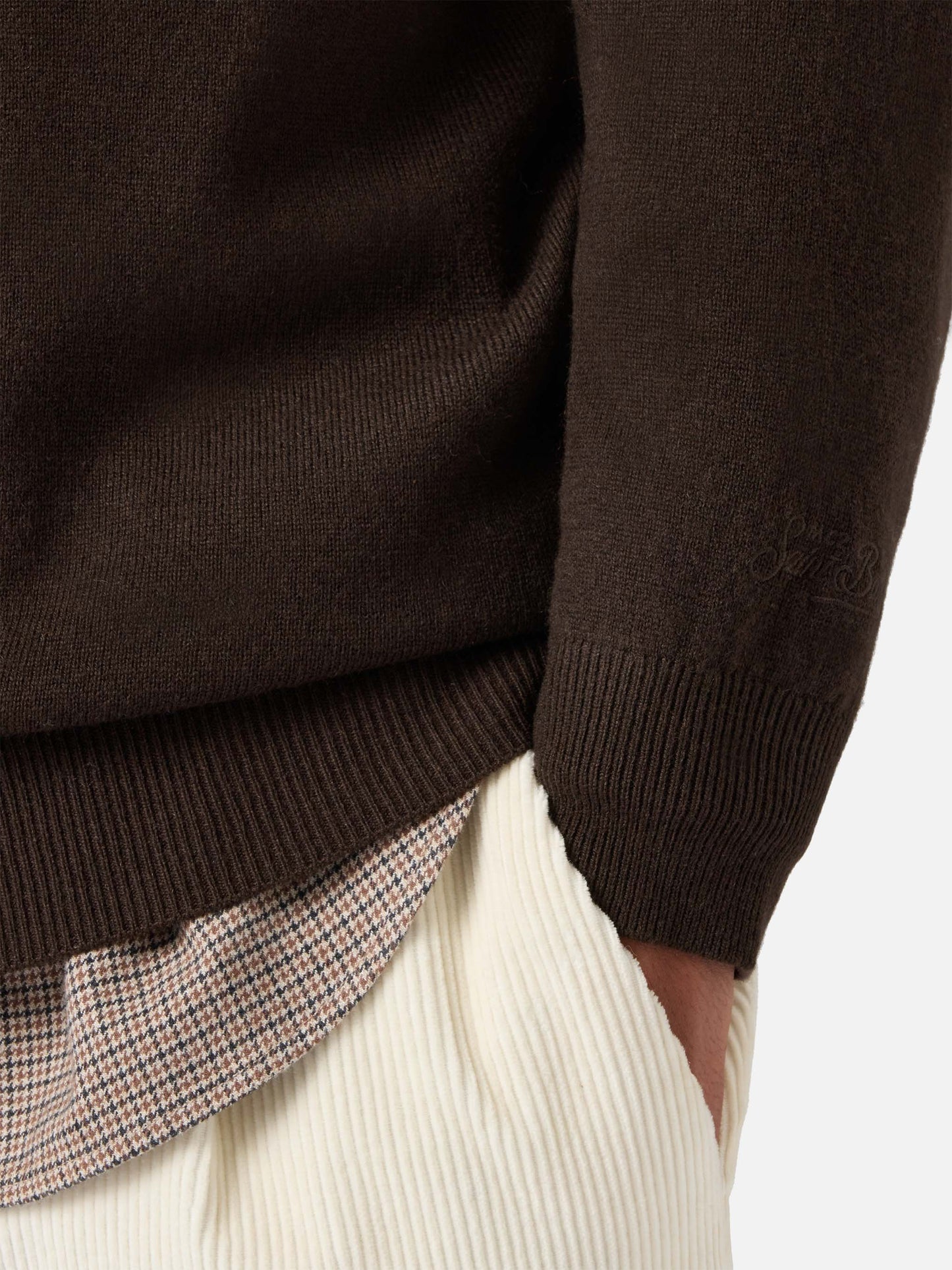 Maglione Regent in lana merino e cashmere marrone