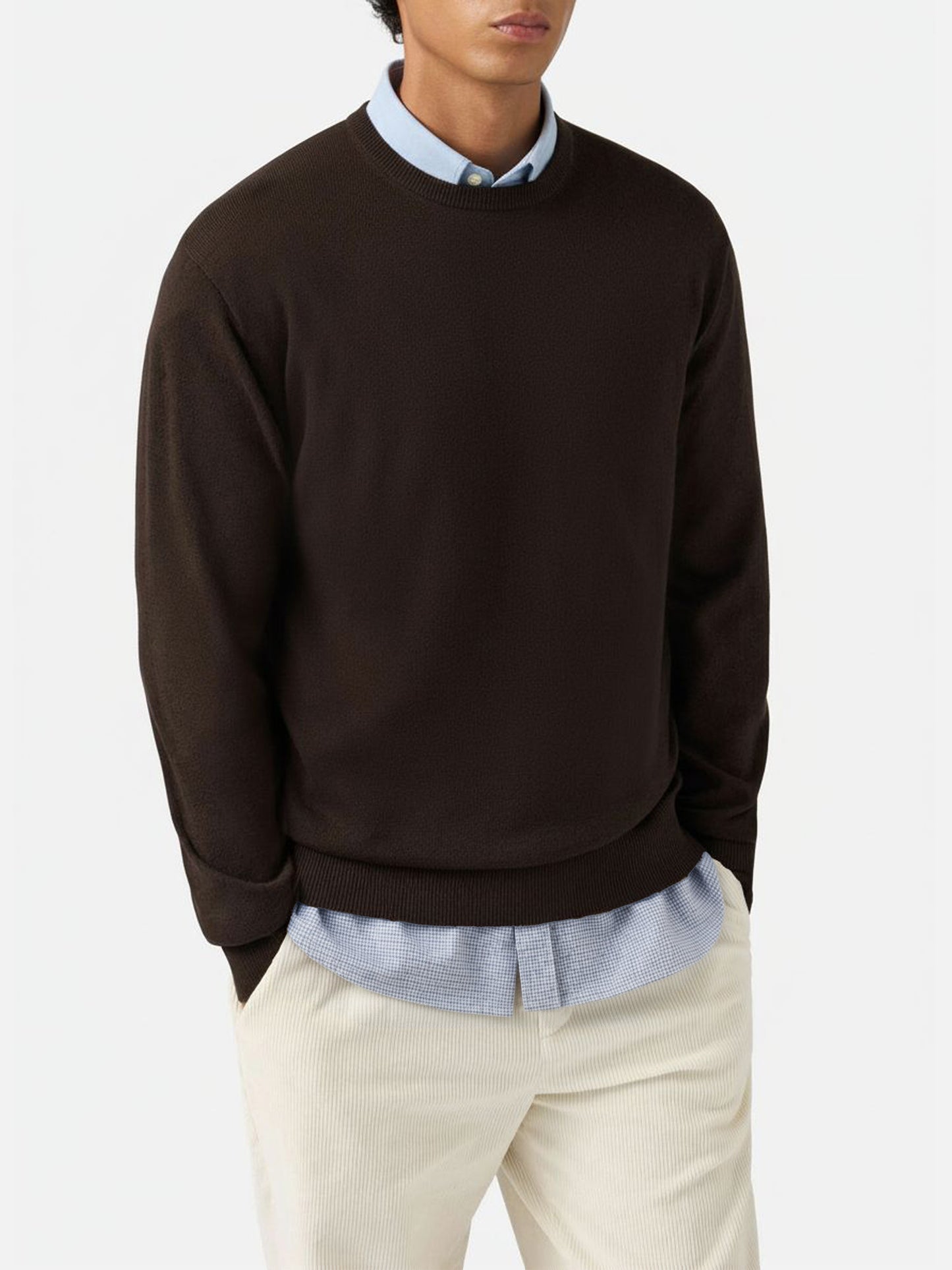Maglione Regent in lana merino e cashmere marrone