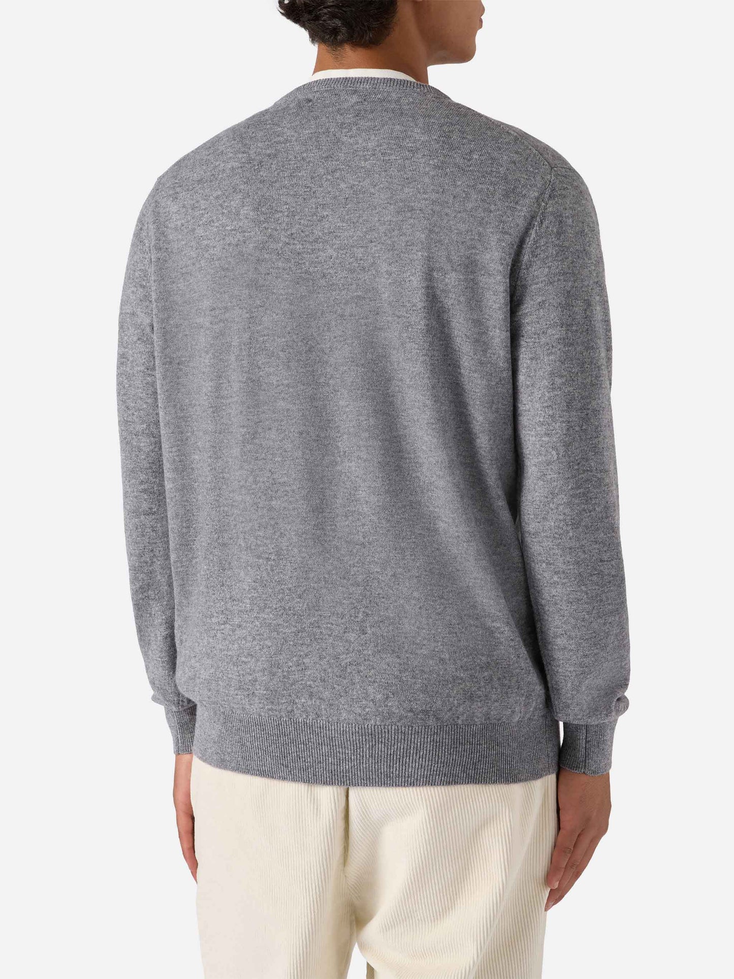 Maglione Regent in lana merino e cashmere grigio melange