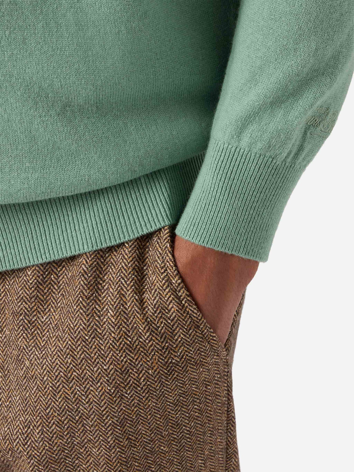 Maglione Regent in lana merino e cashmere verde salvia