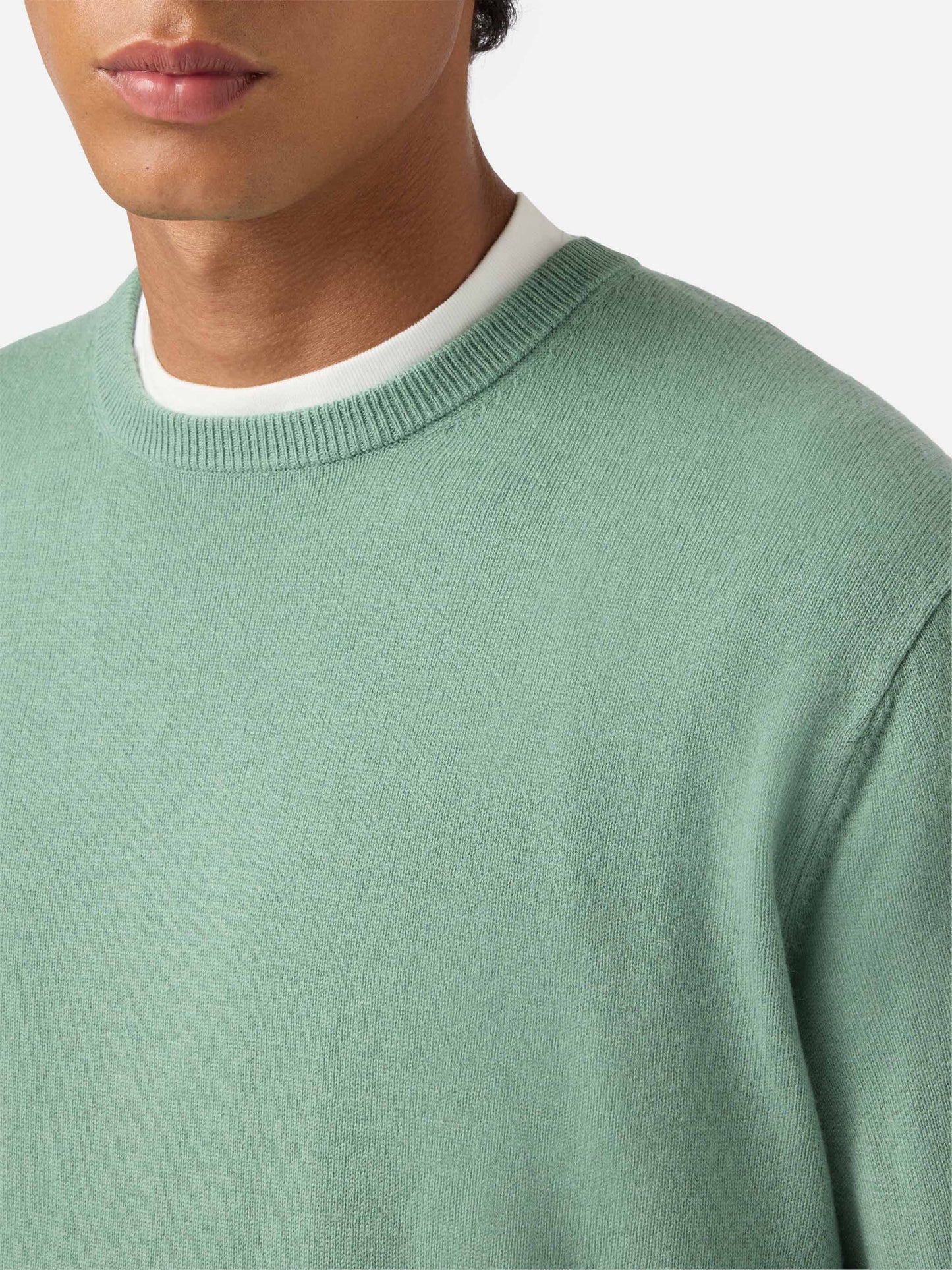 Maglione Regent in lana merino e cashmere verde salvia