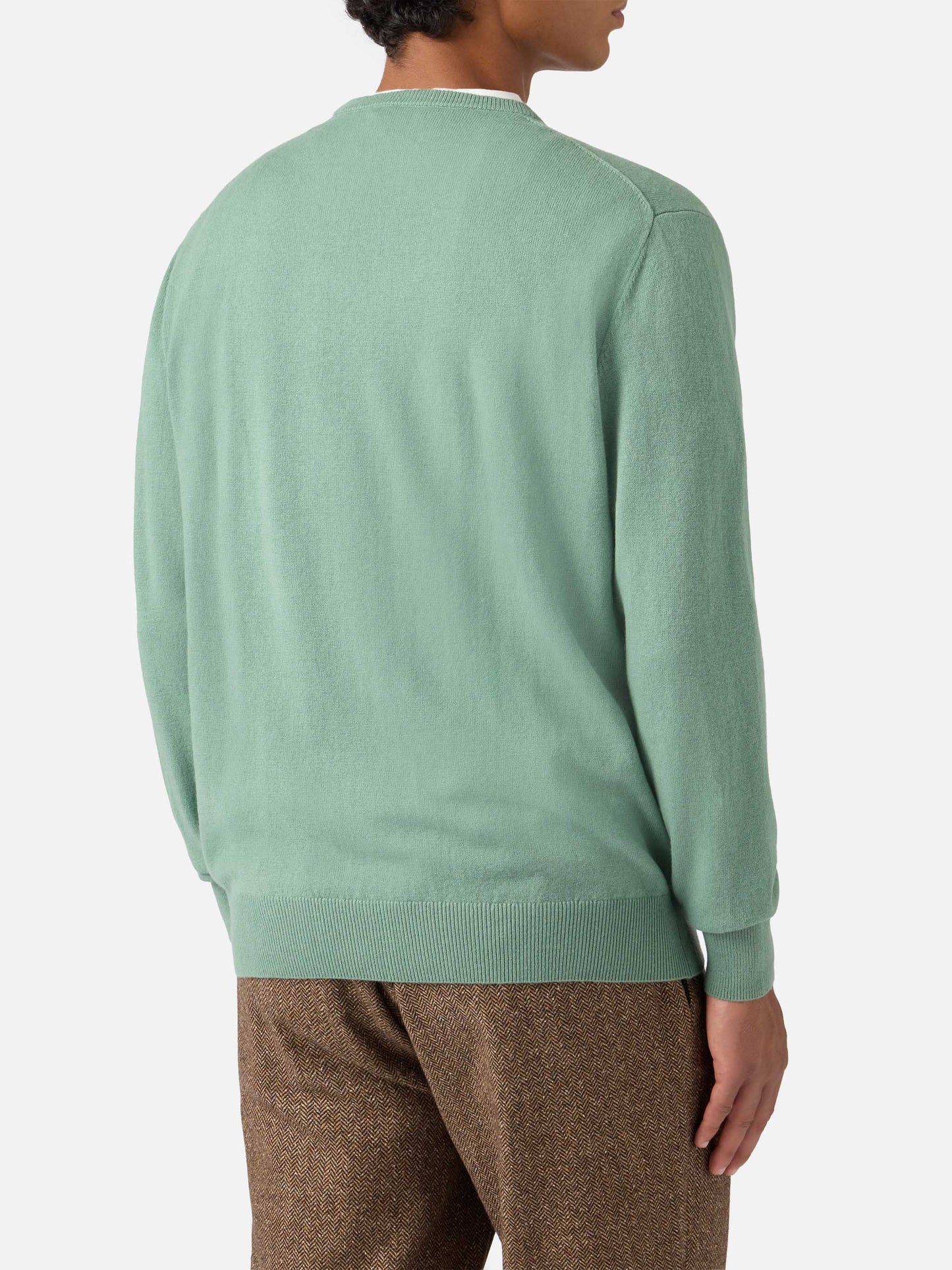 Maglione Regent in lana merino e cashmere verde salvia
