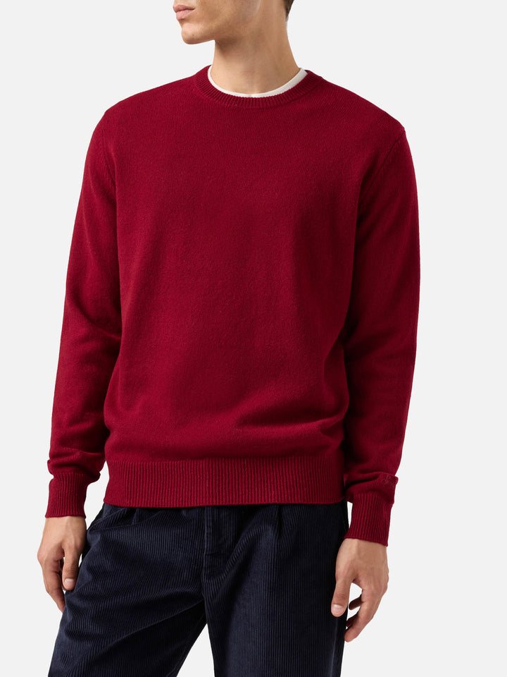 Regent 100% lambswool sweater in burgundy