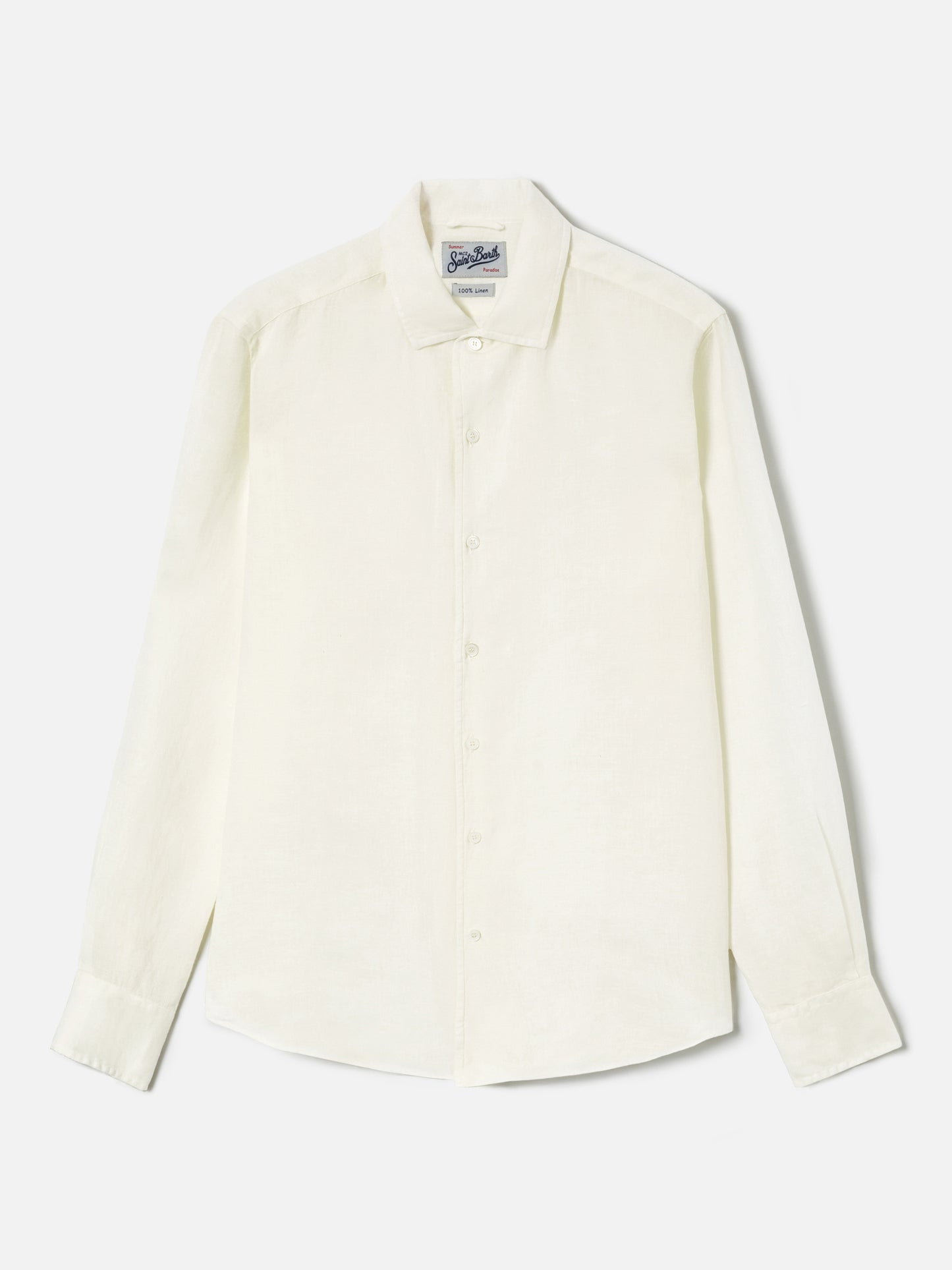 Camicia Raphael panna in lino con tintura minerale