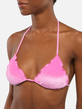 Bikini triangolo classico Sagittarius Moon in velluto color rosa