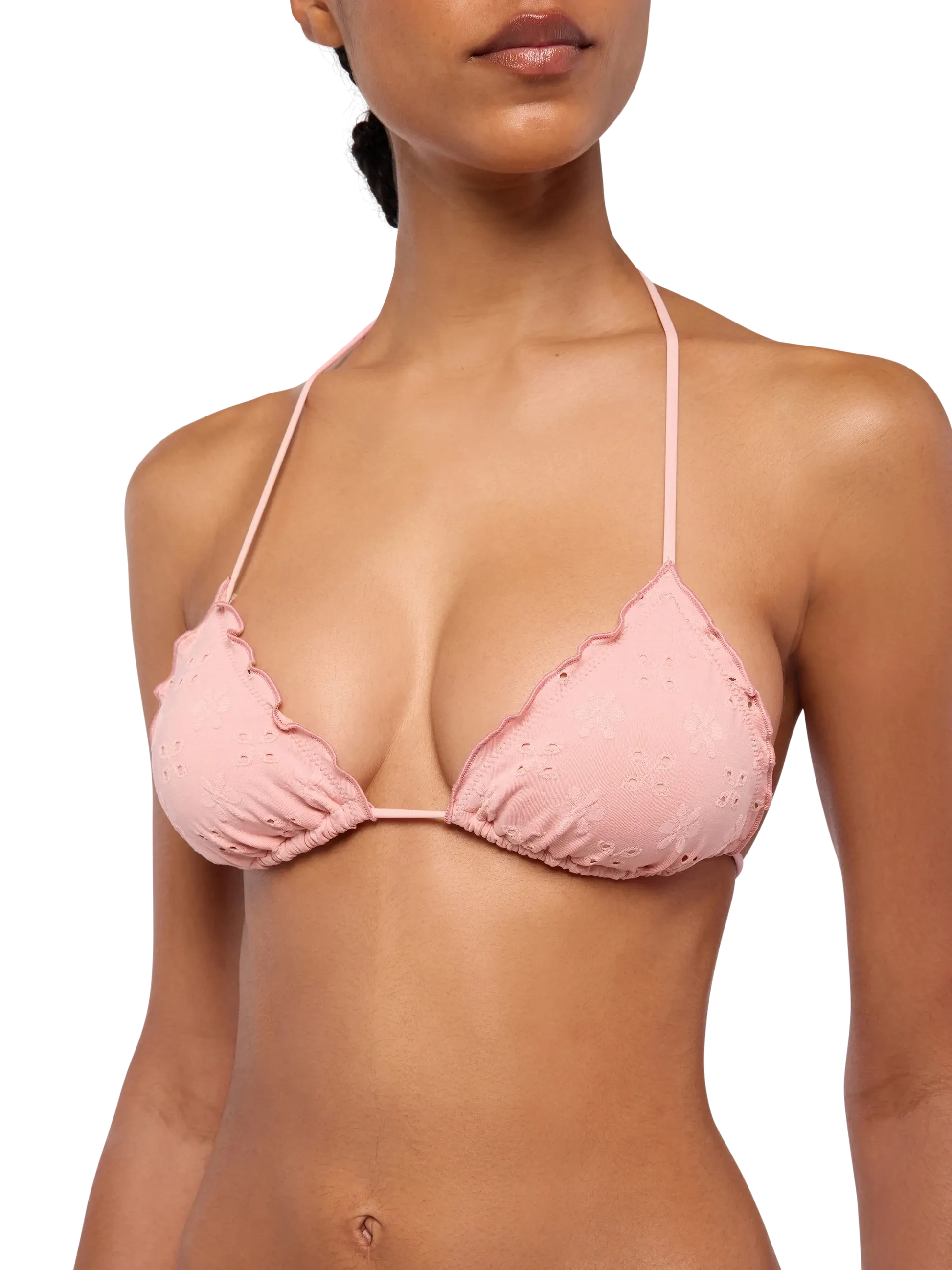 Classic triangle bikini Sagittarius Moon in pink Sangallo lace - MC2 Saint Barth