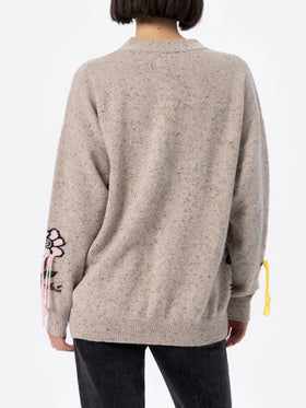 Woman donegal cardigan Sasi with Snoopy embroidery | SNOOPY PEANUTS SPECIAL EDITION - MC2 Saint Barth
