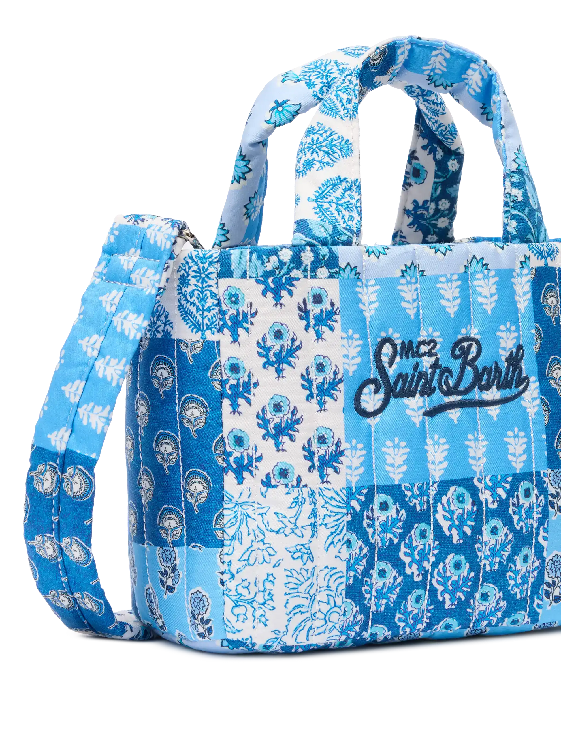 Blue flower quilted Soft Tote Mini bag - MC2 Saint Barth
