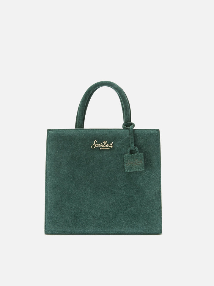 Borsa a mano Shop Bag Midi in pelle scamosciata verde