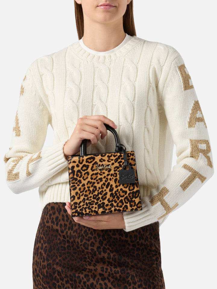 Shop Bag Mini in pelle e cavallino leopardato
