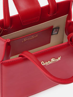 Borsa a mano Shop Bag Mini in pelle rossa