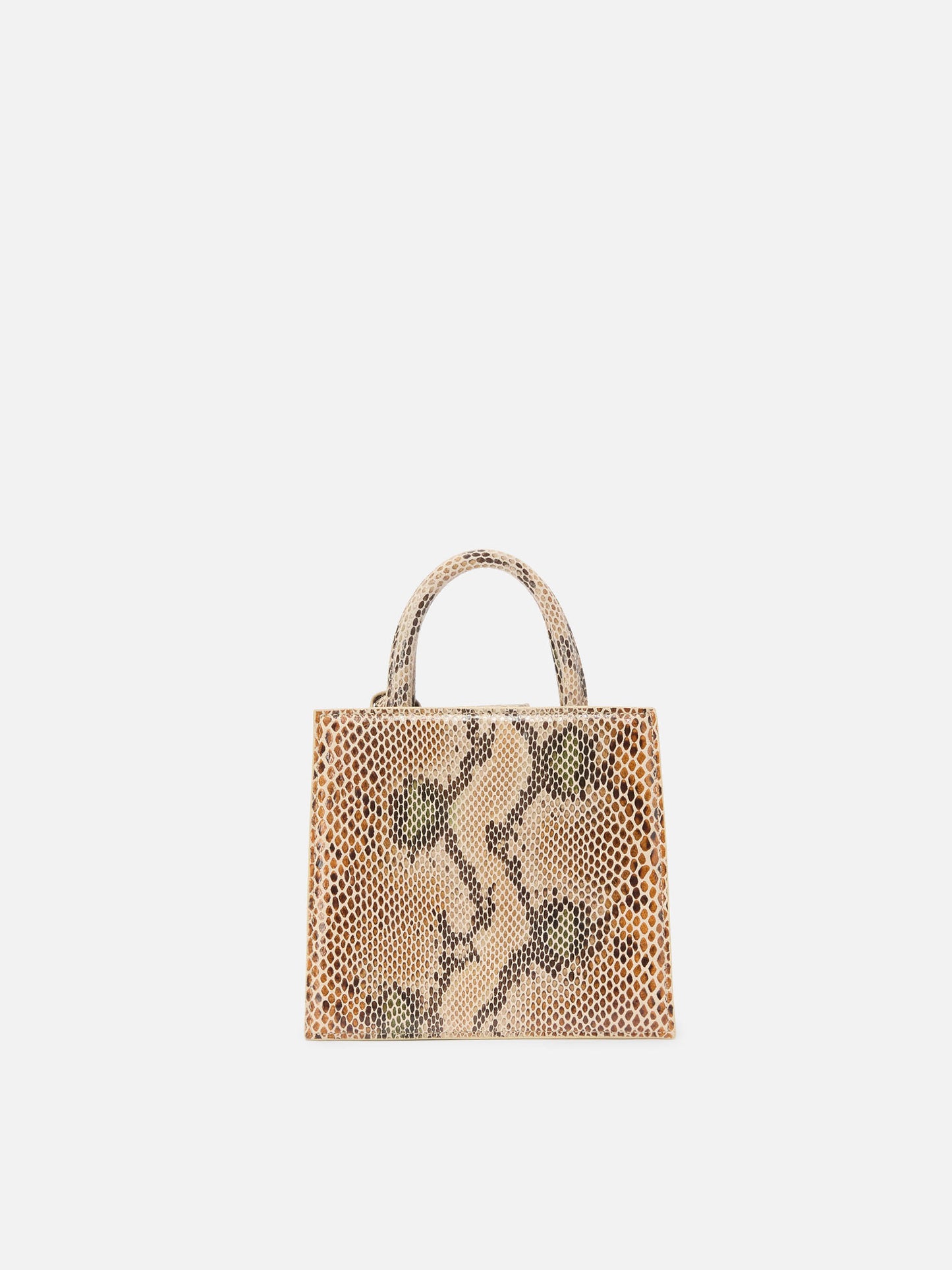 Shop Bag Mini Handbag in beige python-print leather