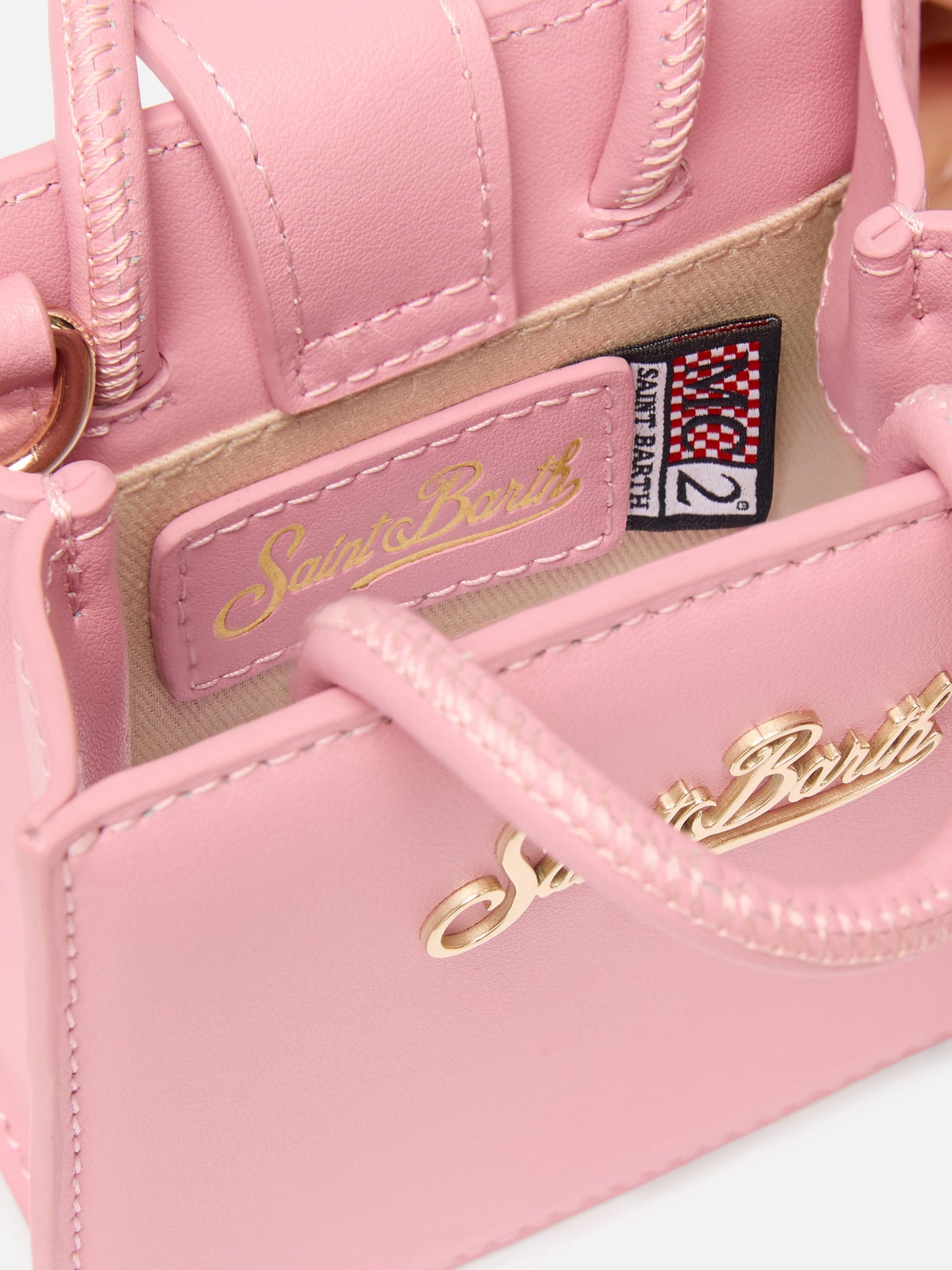 Shop Bag Micro in pelle rosa pastello
