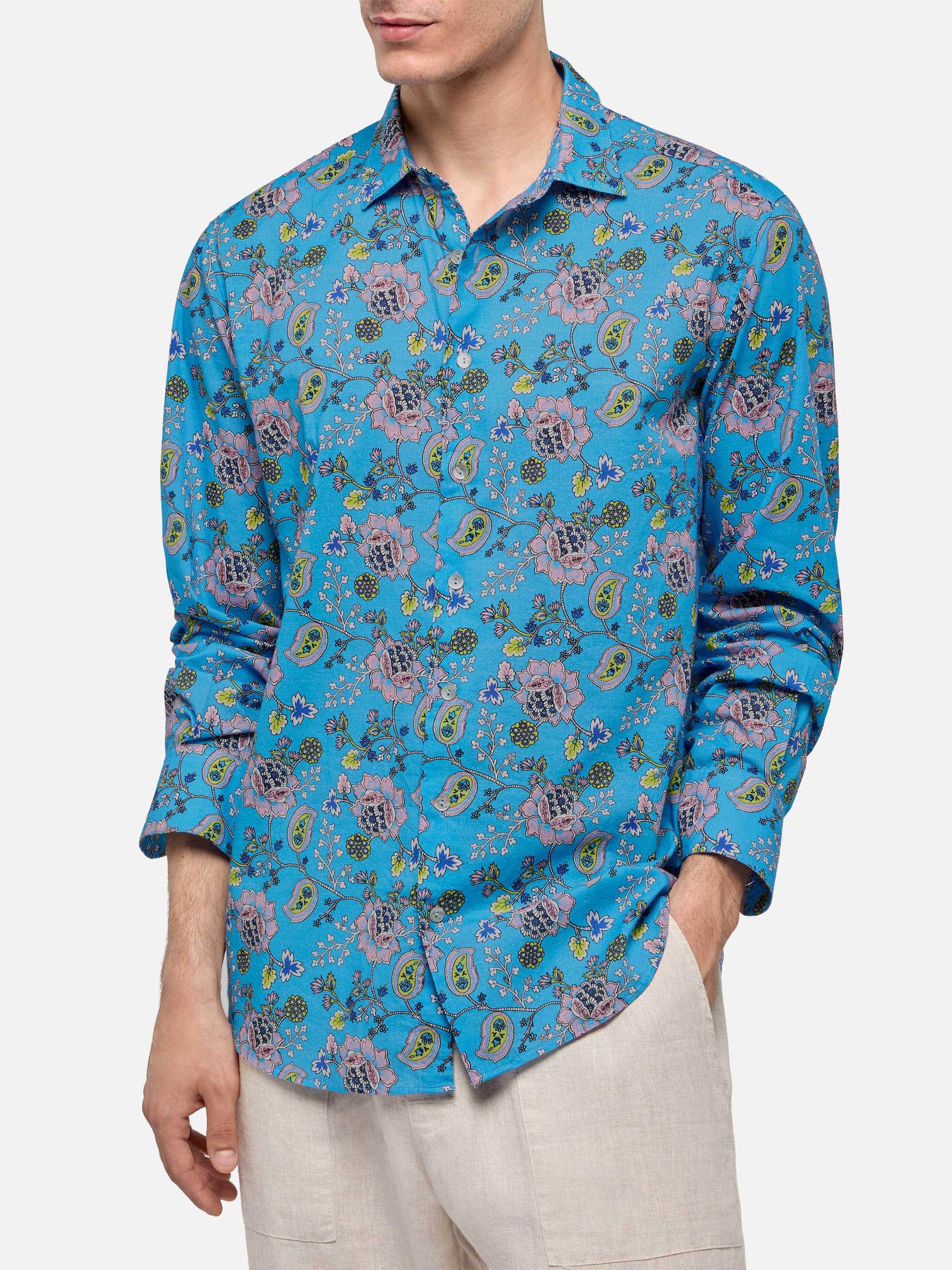 Muslin cotton shirt Sikelia with boho print - MC2 Saint Barth
