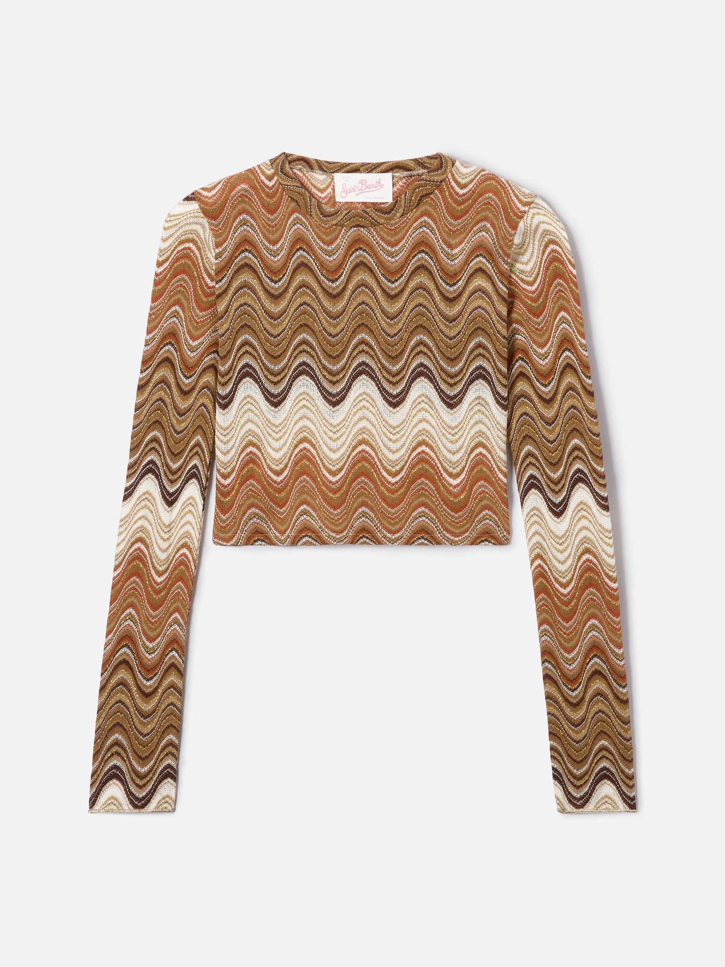 Siviglia cropped degradé raschel top with wave pattern