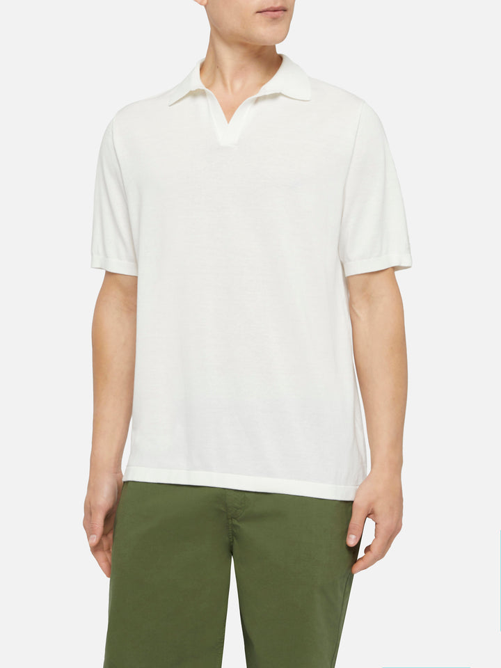 Weißes Strick-Poloshirt „Sloan“