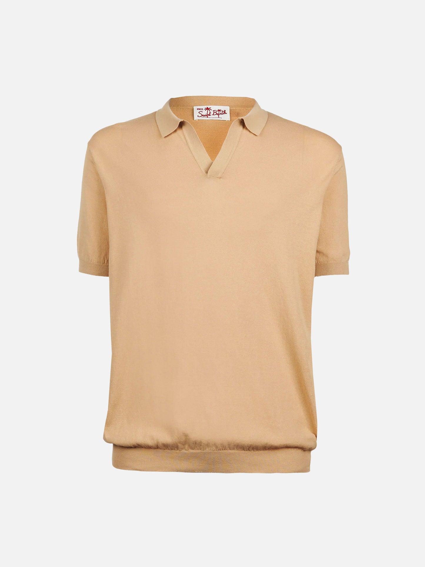 Polo Sloan in maglia beige senza bottoni