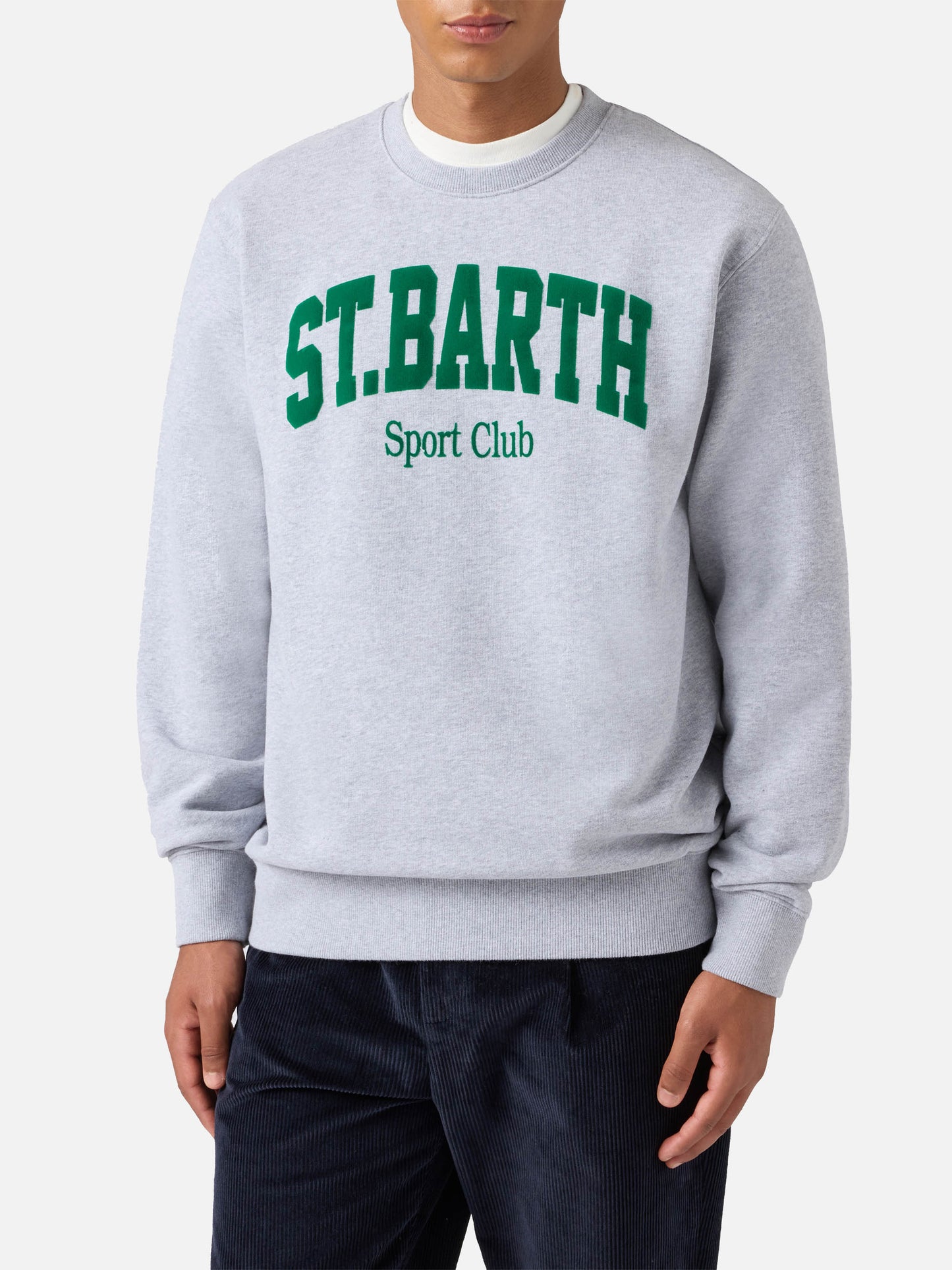 Felpa Soho in cotone grigio melange con stampa flock St. Barth sport club