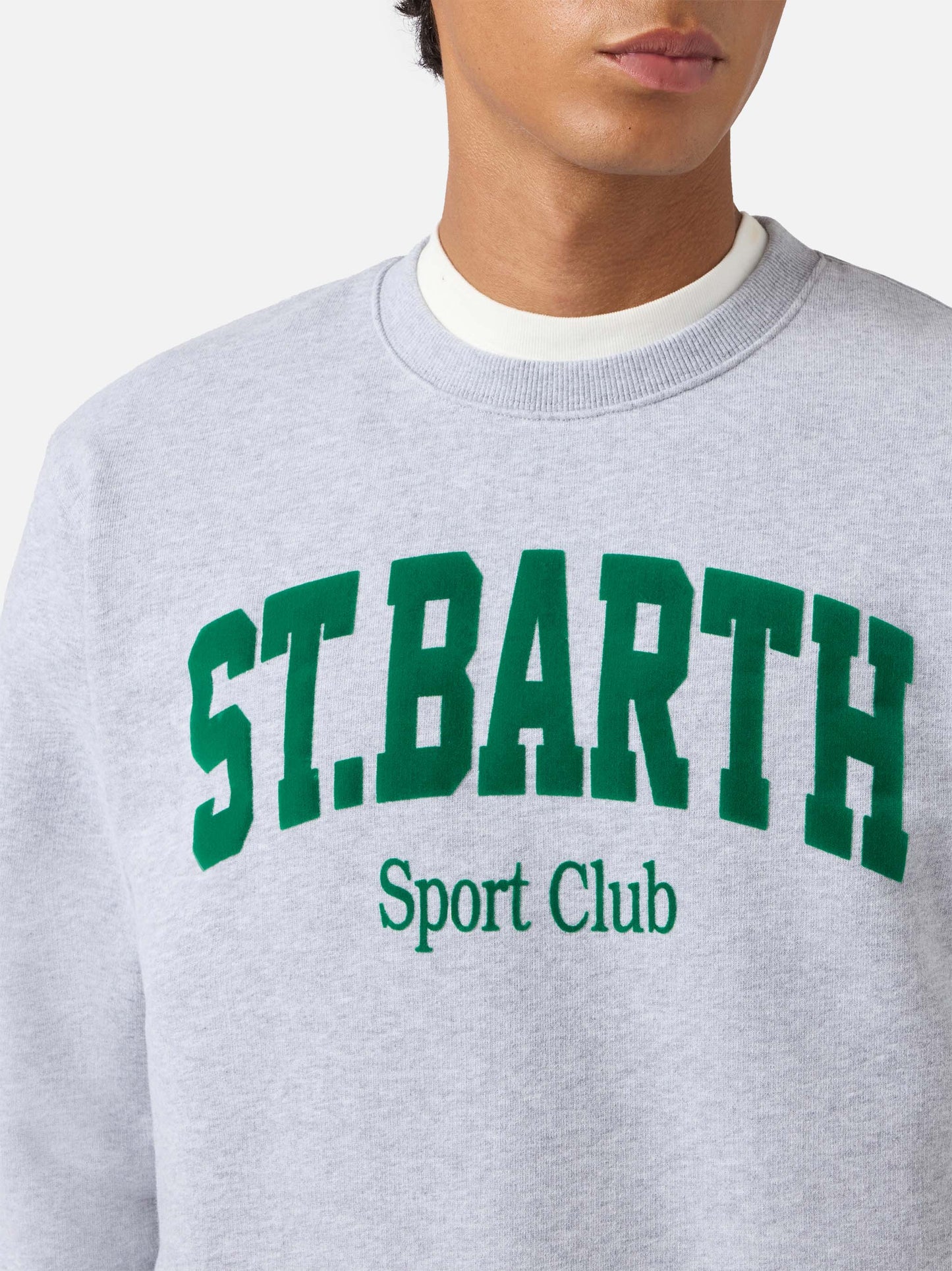 Felpa Soho in cotone grigio melange con stampa flock St. Barth sport club