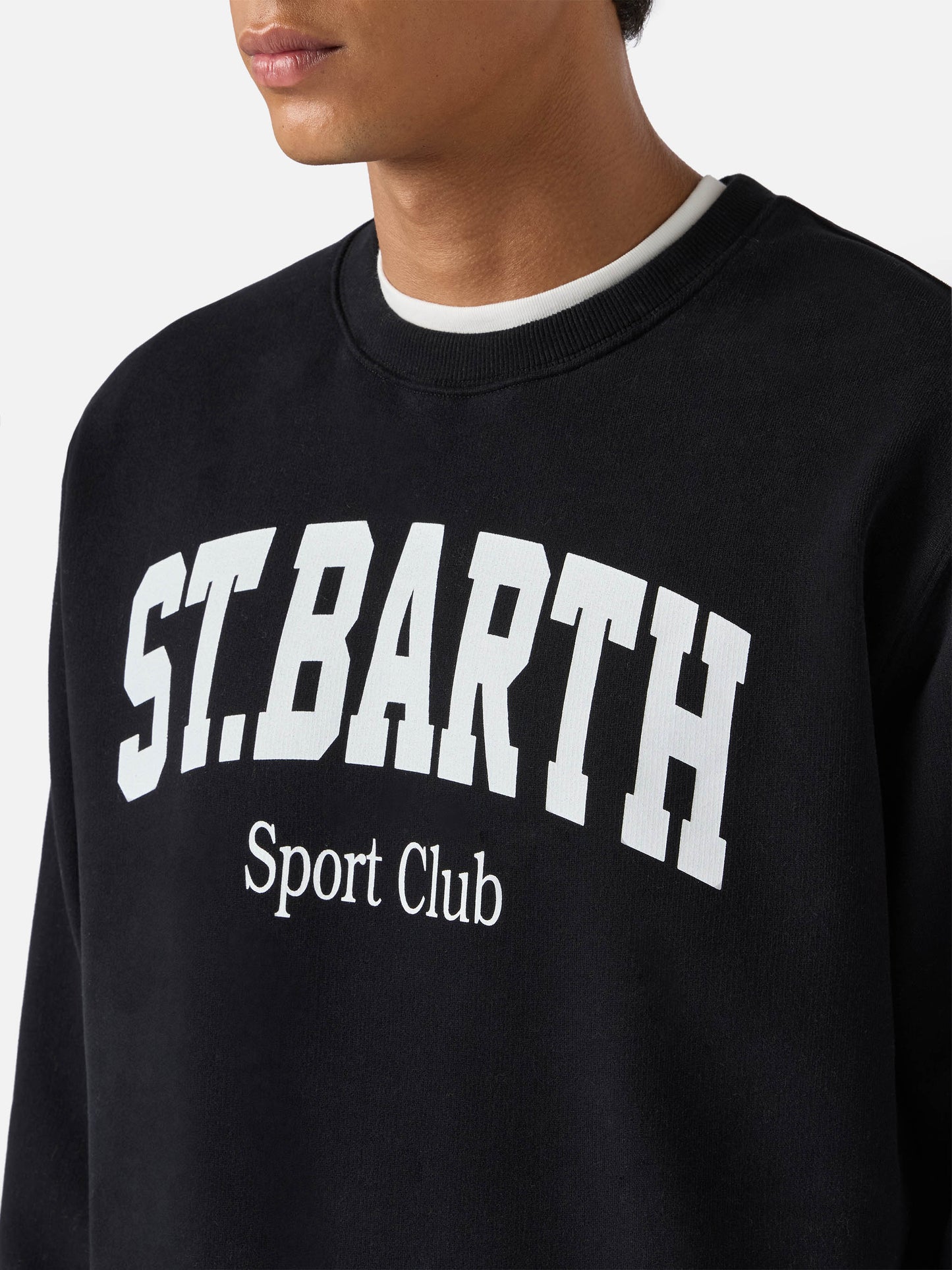 Felpa Soho in cotone nero con stampa St. Barth sport club