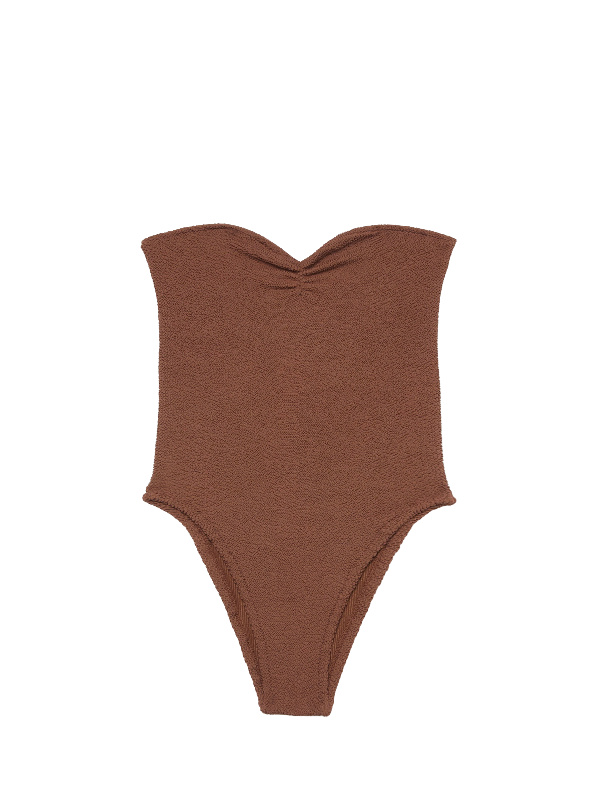 Soleil brown crinkle strapless one-piece swimsuit - MC2 Saint Barth