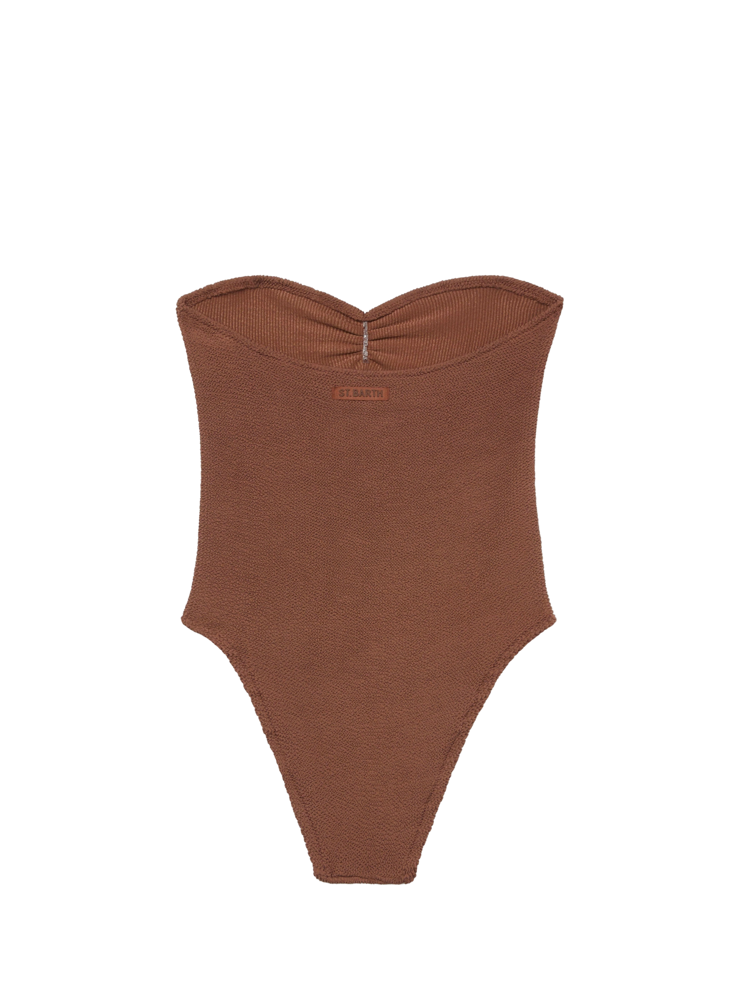 Soleil brown crinkle strapless one-piece swimsuit - MC2 Saint Barth