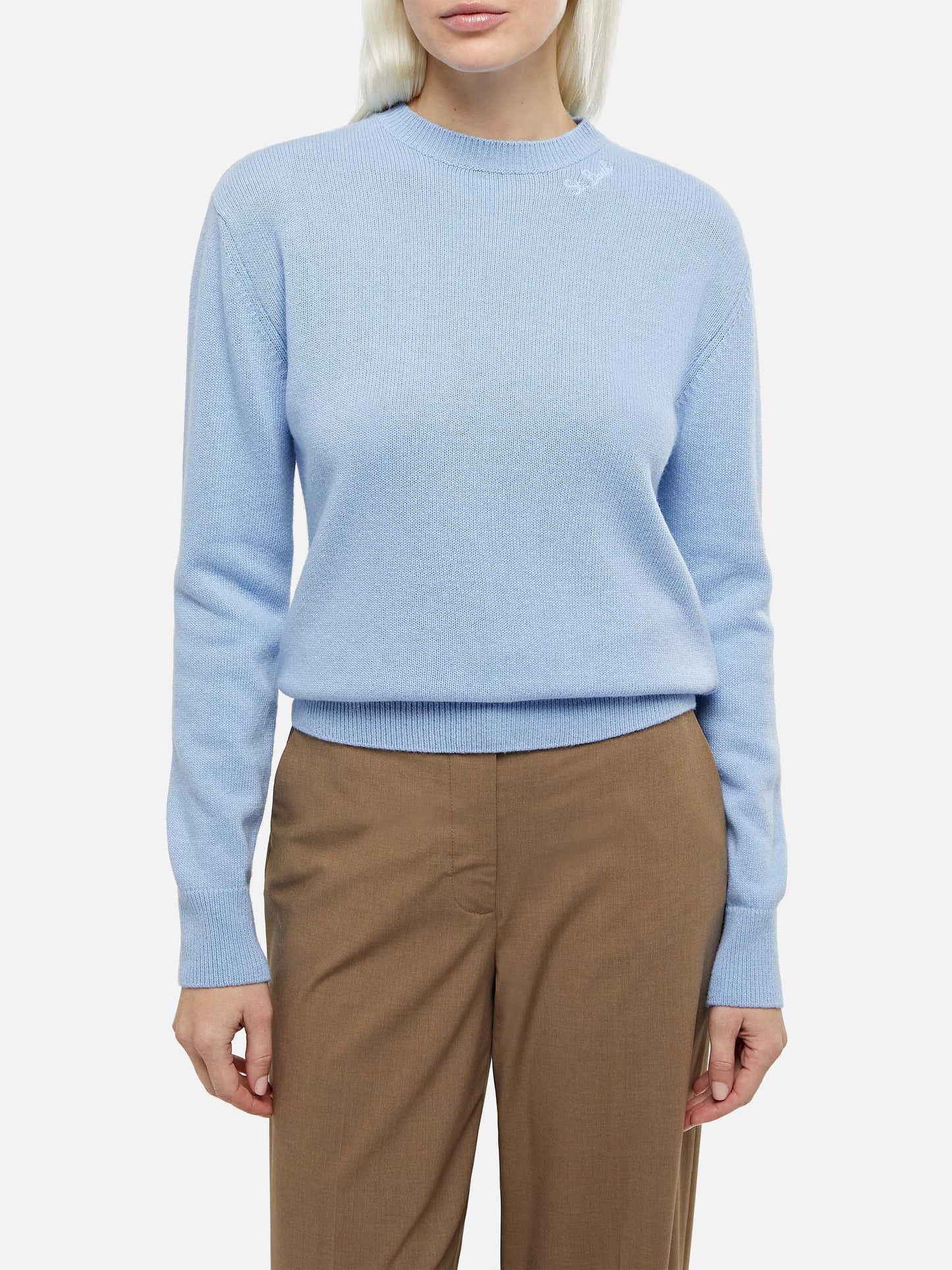 Woman light blue cashmere blend sweater Sorbonne - MC2 Saint Barth