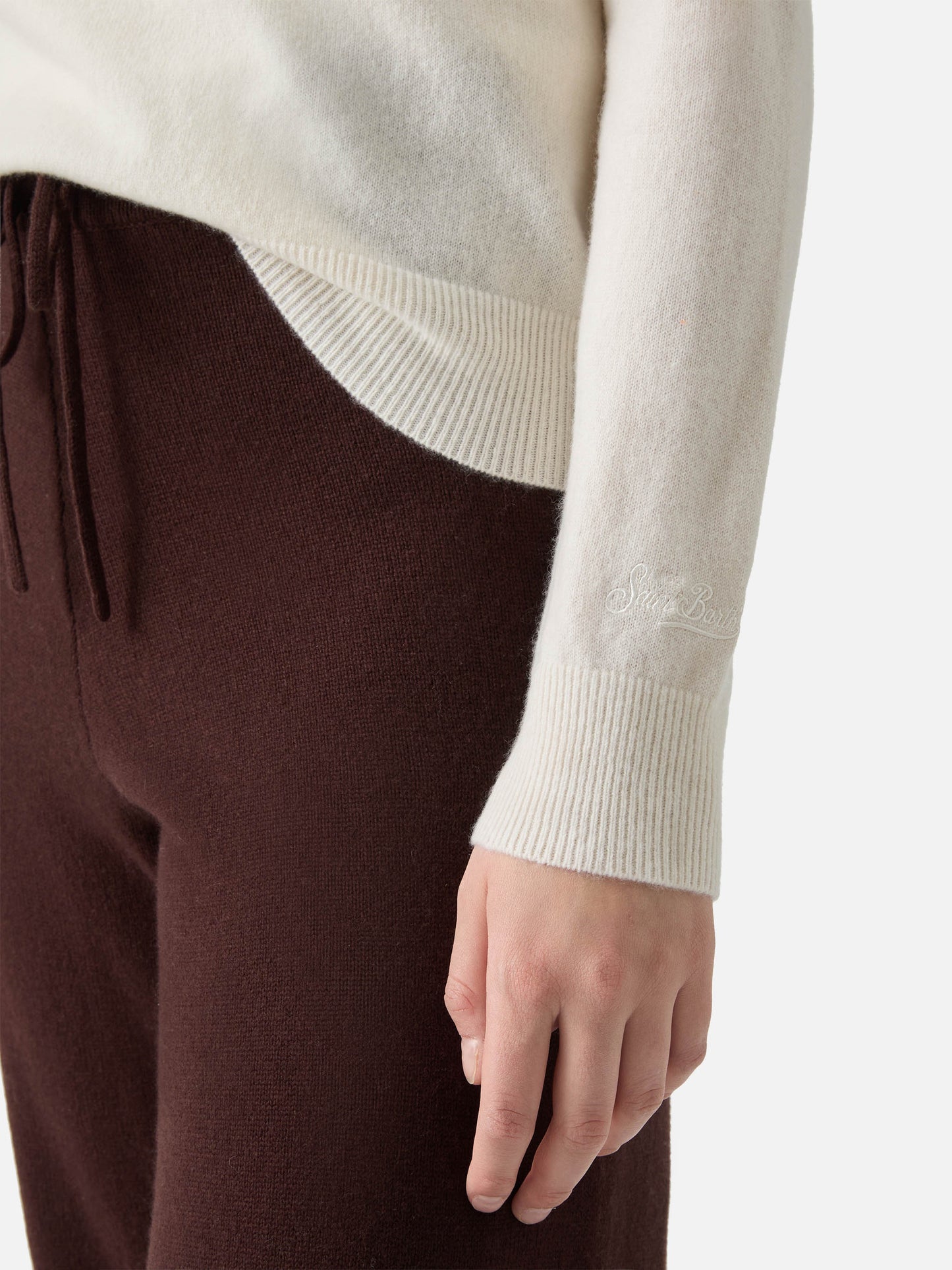 Maglione Sorbonne in 100% CASHMERE bianco