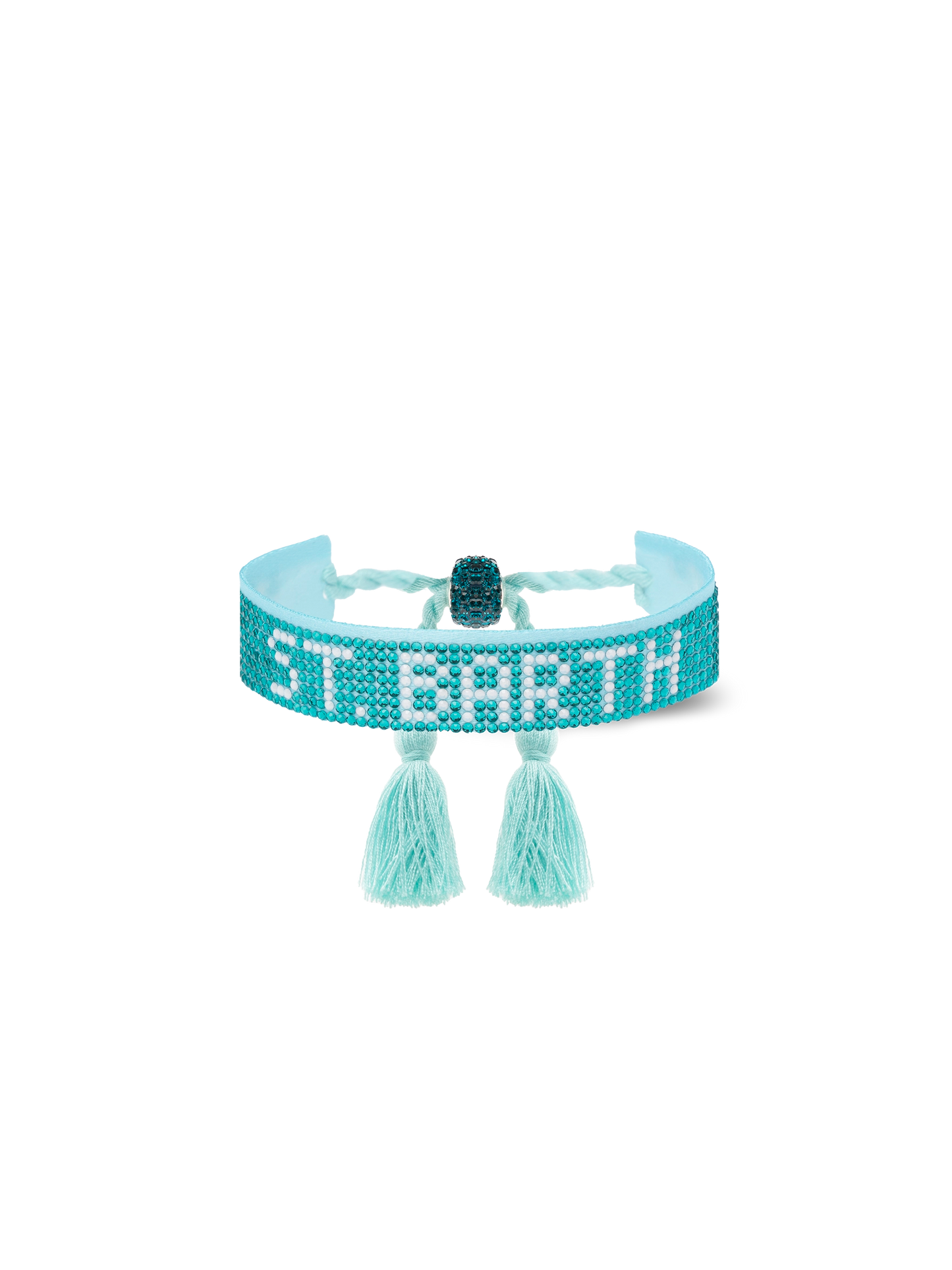 Water green rhinestones bracelet with St. Barth lettering - MC2 Saint Barth
