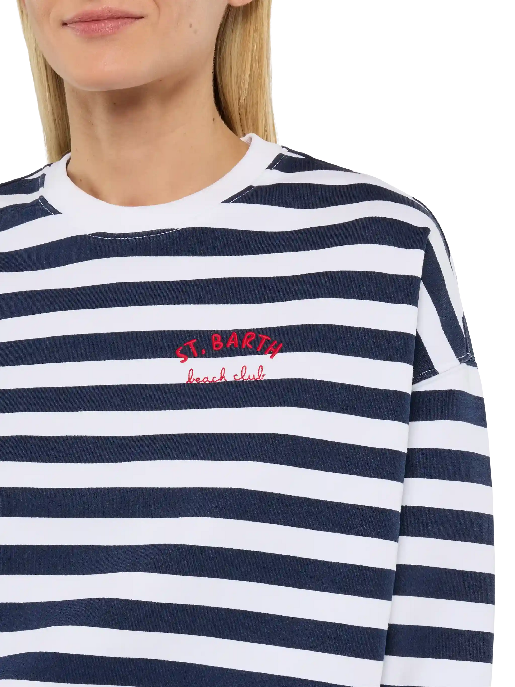 Stardust light cotton sweatshirt with St. Barth beach club embroidery - MC2 Saint Barth