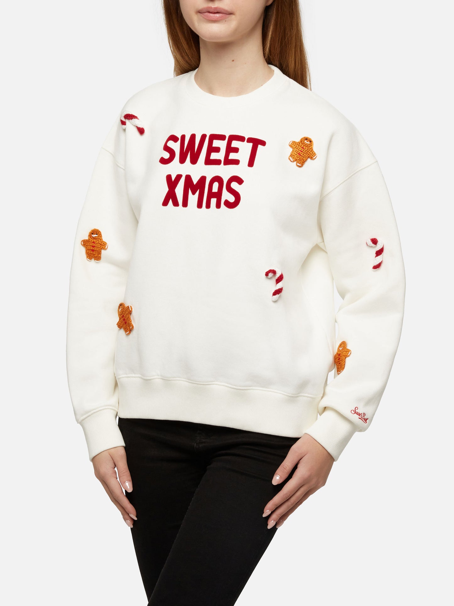 Damen-Sweatshirt aus Fleece-Baumwolle Stardust mit Ingwer-Patches