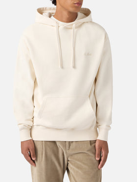 Tribeca cotton hoodie in cream with St. Barth embroidery