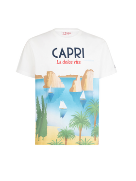 Boy cotton t-shirt with Capri postcard print - MC2 Saint Barth