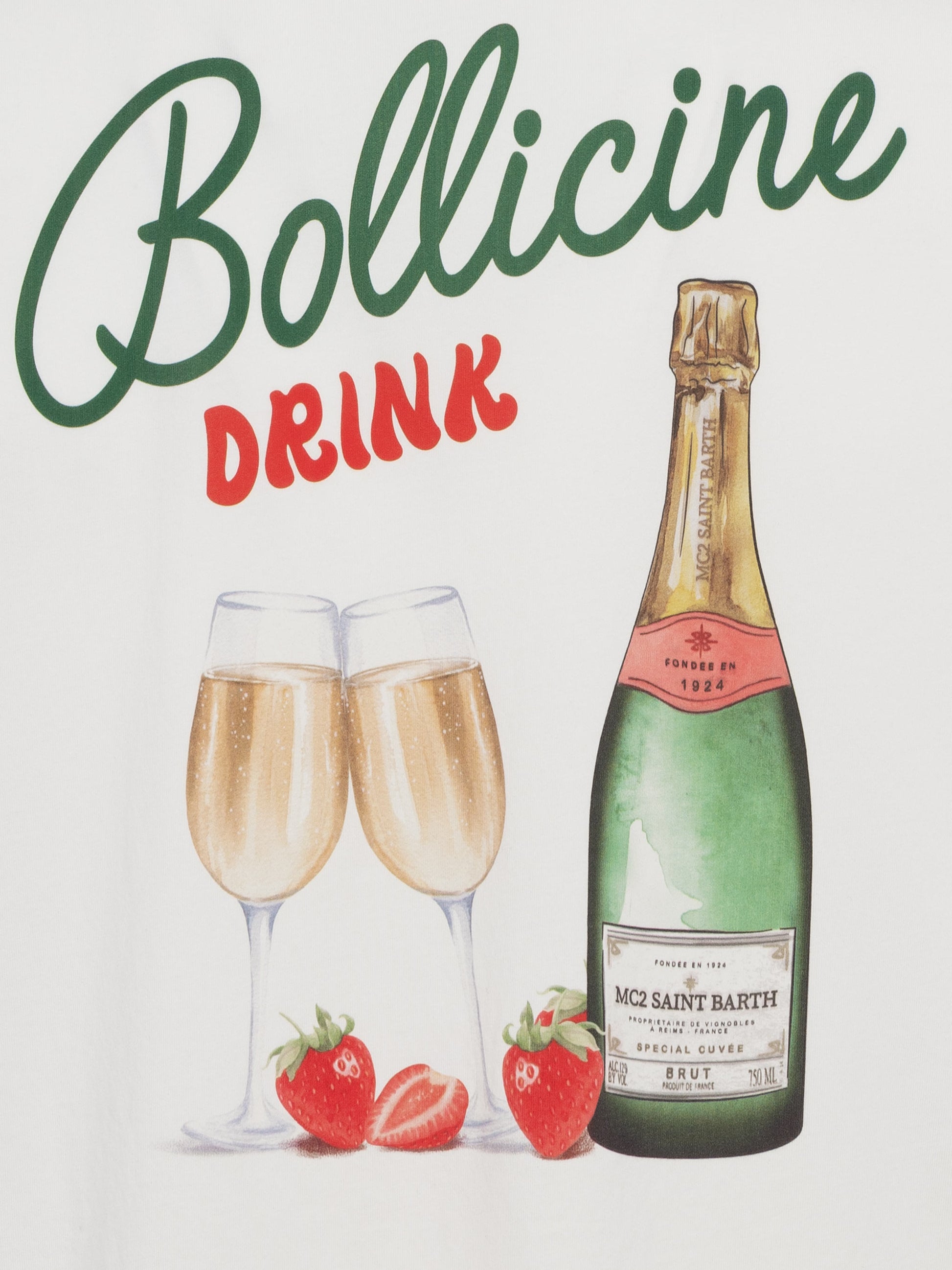 Cotton T-shirt with Bollicine drink print - MC2 Saint Barth