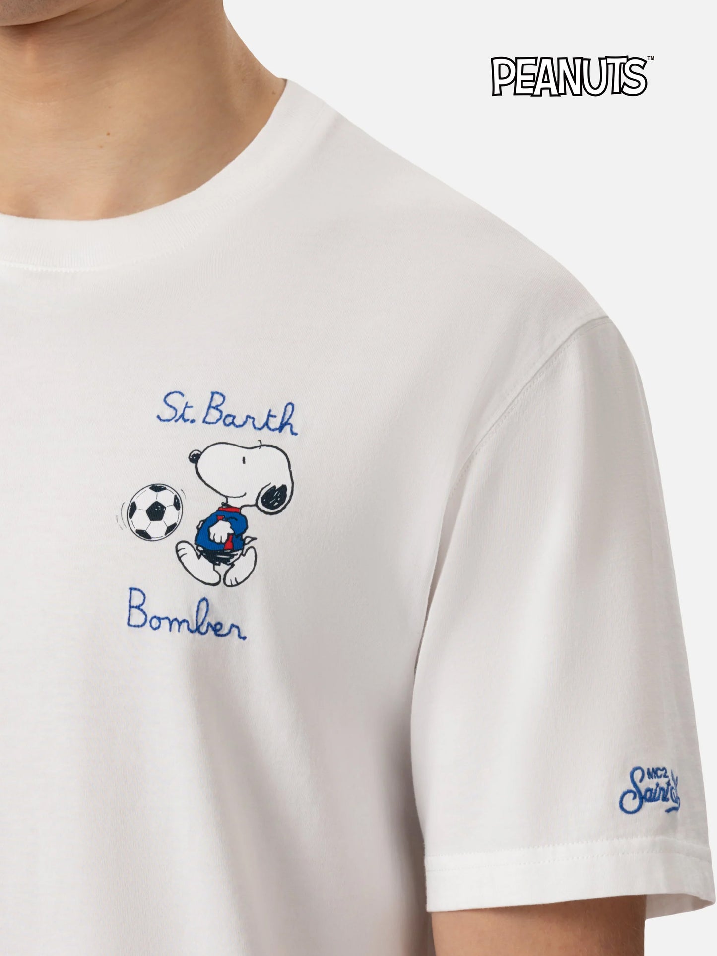 Organic cotton T-shirt with St. Barth Snoopy bomber embroidery | SNOOPY PEANUTS® SPECIAL EDITION