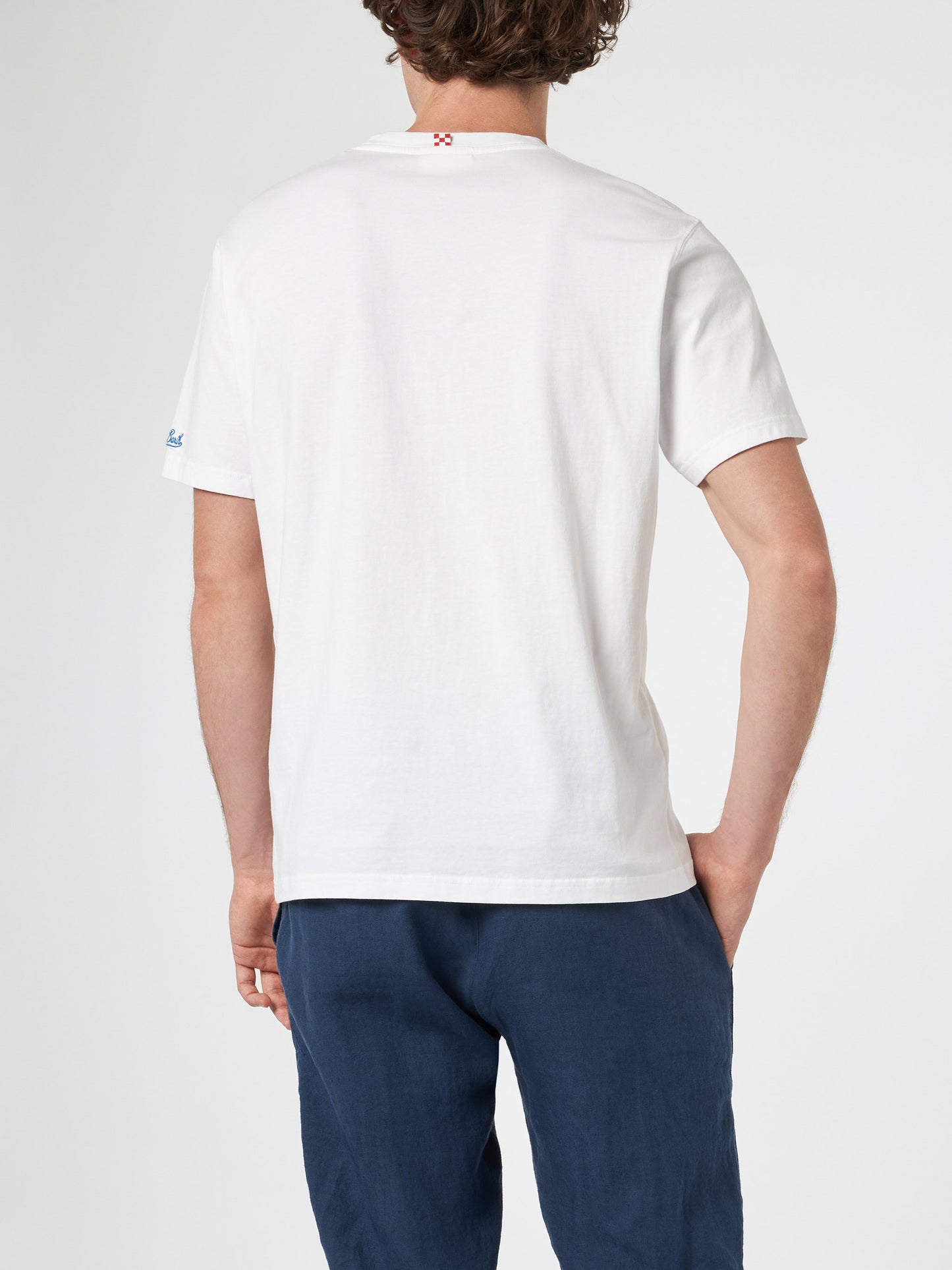 Man cotton t-shirt with Panda print and Italian surfer embroidery | PANDA SPECIAL EDITION - MC2 Saint Barth