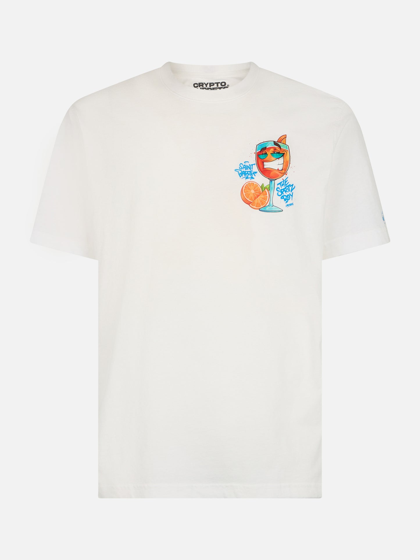 Man cotton t-shirt with Cryptopuppets Spritz front and back placed print | CRYPTOPUPPETS SPECIAL EDITION - MC2 Saint Barth