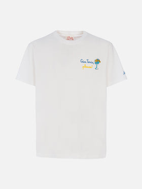 Organic cotton T-shirt with gin tonic, please! embroidery - MC2 Saint Barth