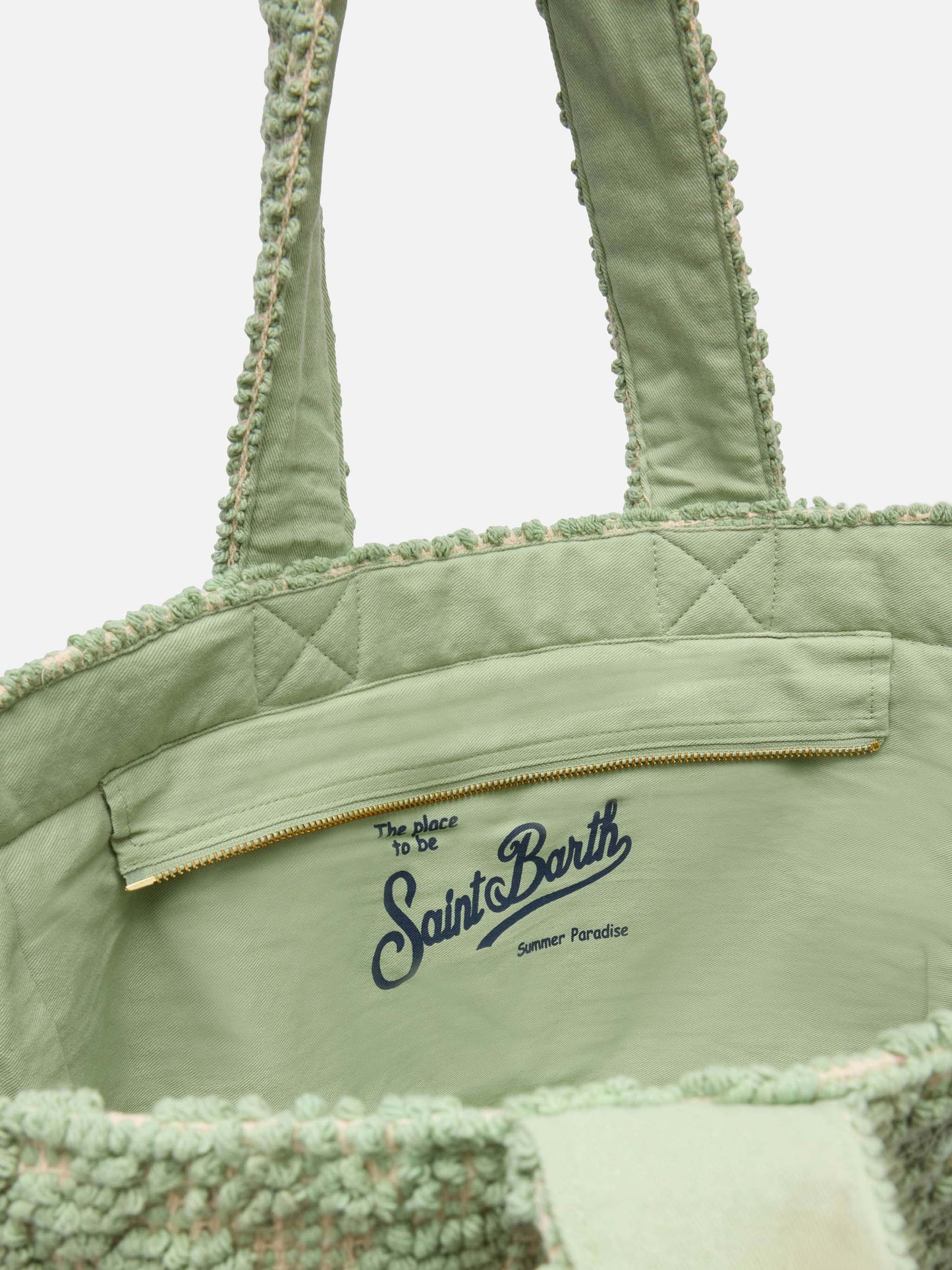 Sage green Tufting cotton tote bag