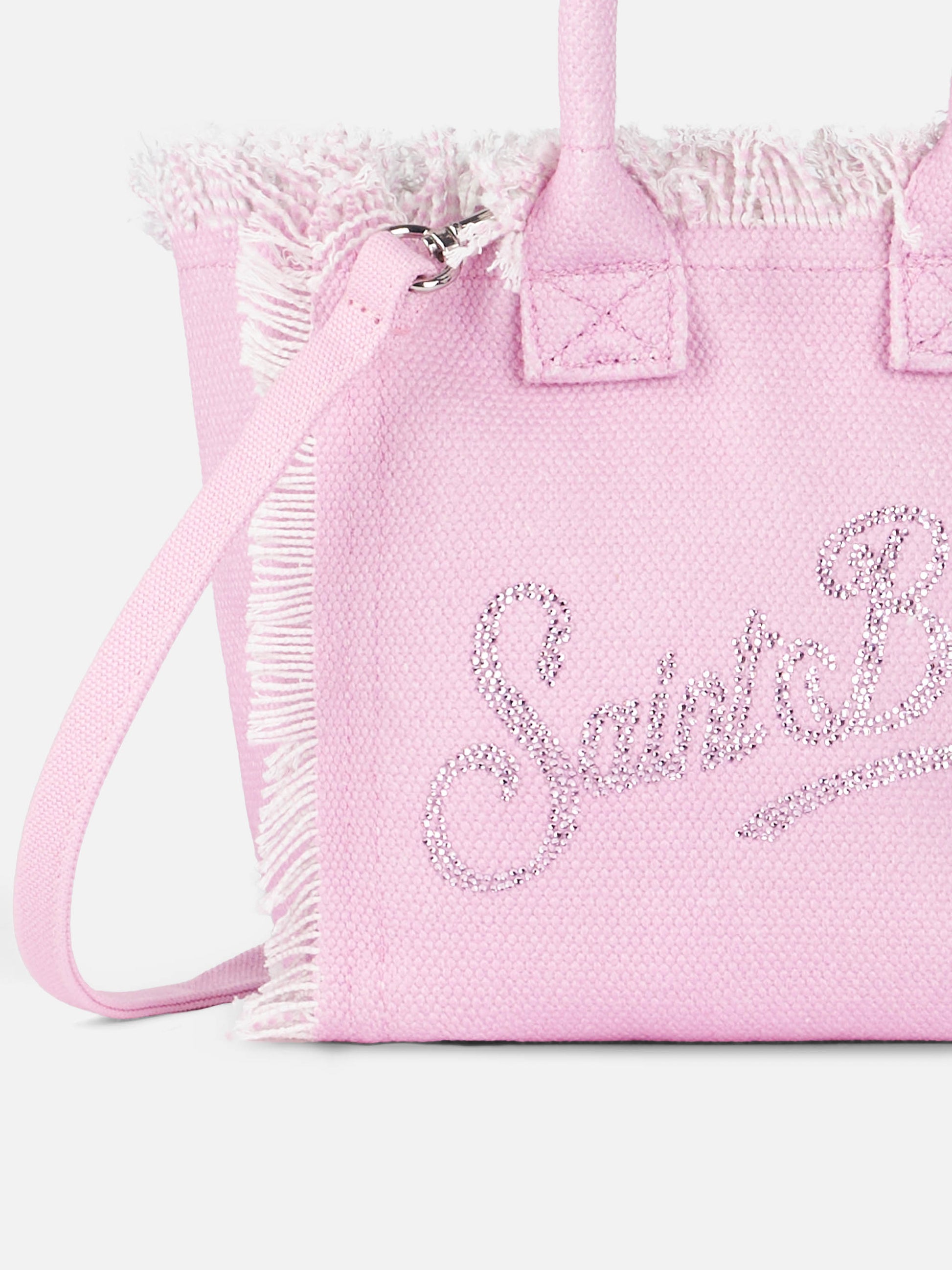 Pink cotton canvas Mini Vanity bag with rhinestone logo - MC2 Saint Barth