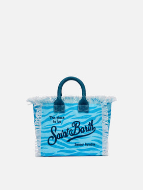 Borsa Mini Vanity in canvas di cotone con stampa zebrata